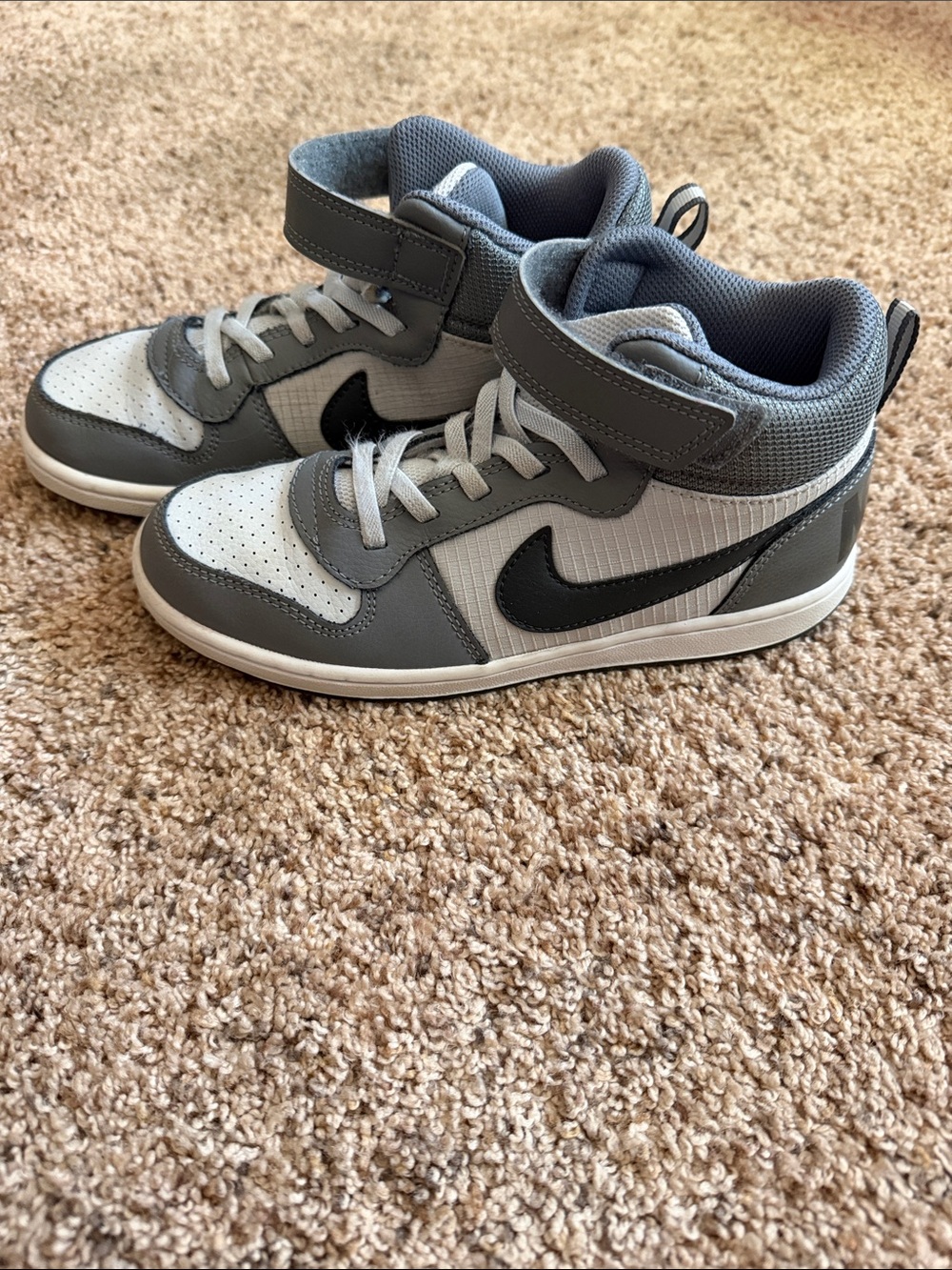 Nike Kids High-Top Sneakers in Gray and Black